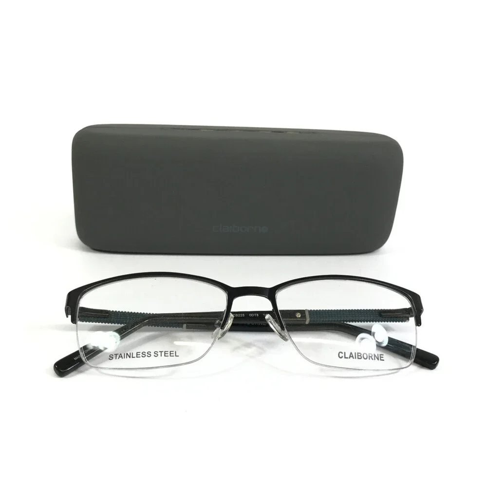 Claiborne Eyeglasses Frames CB225 0DT8 Black Green Olive Half Rim 53-17-140
